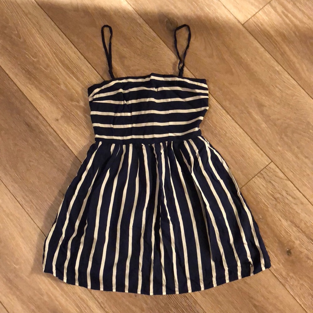 Navy Abercrombie & Fitch mini dress with stripes